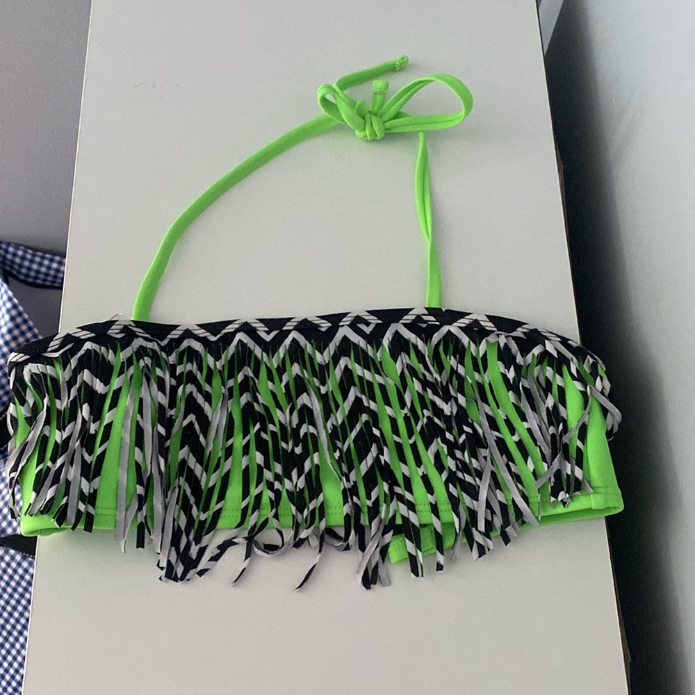 youth bikini lime green and chevron